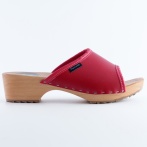 Drewniaki damskie NATURFEET DKO2RE czerwone – skórzane klapki na drewnianej podeszwie - Piękno i Elegancja