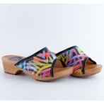 Artystyczne klapki na drewnianej podeszwie NATURFEET Kolorowe drewniaki damskie DKO6PC