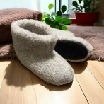 Ciepłe kapcie z naturalnej wełny unisex – Naturfeet BU1GR bambosze wełniane jasny szary