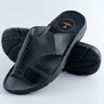 Męskie Klapki Skórzane Naturefeet Czarne – Komfortowe Letnie Obuwie KMO1BL