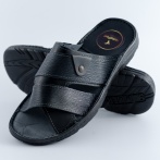 Czarne Klapki Męskie Naturefeet – Letnie Skórzane Obuwie z Antypoślizgową Podeszwą KMO2BL