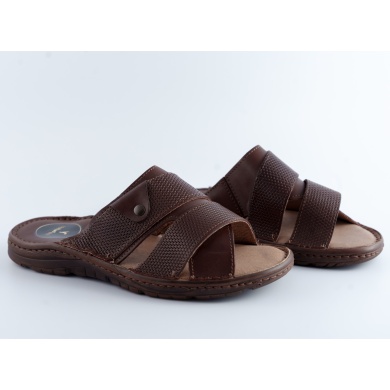 Ciemnobrązowe Klapki Męskie Naturfeet - Letnie Skórzane Obuwie z Antypoślizgową Podeszwą KM02DBR - zdjecie 2