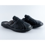 Męskie Klapki Skórzane z Regulowanym Zapięciem – Czarne Naturfeet KMC5BL