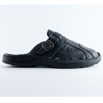 Męskie Klapki Skórzane z Regulowanym Zapięciem – Czarne Naturfeet KMC5BL