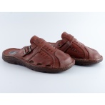 Męskie Klapki Skórzane z Regulowanym Zapięciem – Brązowe Naturfeet KMC5BR