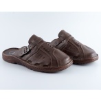 Męskie Klapki Skórzane z Regulowanym Zapięciem – Oliwkowe Naturfeet KMC5OL