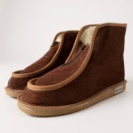 Kapcie Naturfeet BU8 na zamek skóra zamszowa damskie i męskie bambosze z wełny wysokie