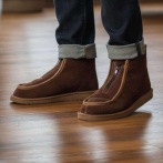 Kapcie Naturfeet BU8 na zamek skóra zamszowa damskie i męskie bambosze z wełny wysokie