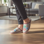Damskie kapcie z filcu wełnianego z haftem – Naturfeet PKC10