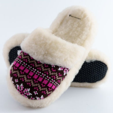 Wełniane kapcie damskie Naturfeet PBK1PI różowe bambosze