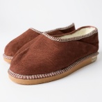 Damskie bambosze Naturfeet PBK8 – brązowa skóra zamszowa 100% wełna wygodne kapcie zimowe