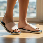 Damskie klapki skórzane Naturfeet PKO2PI pantofle premium pudrowy róż