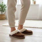 Damskie kapcie z naturalnej skóry i wełny – Naturfeet PKW8 ciepłe PREMIUM