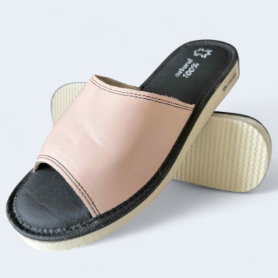 Damskie klapki skórzane Naturfeet PKO2PI pantofle premium pudrowy róż