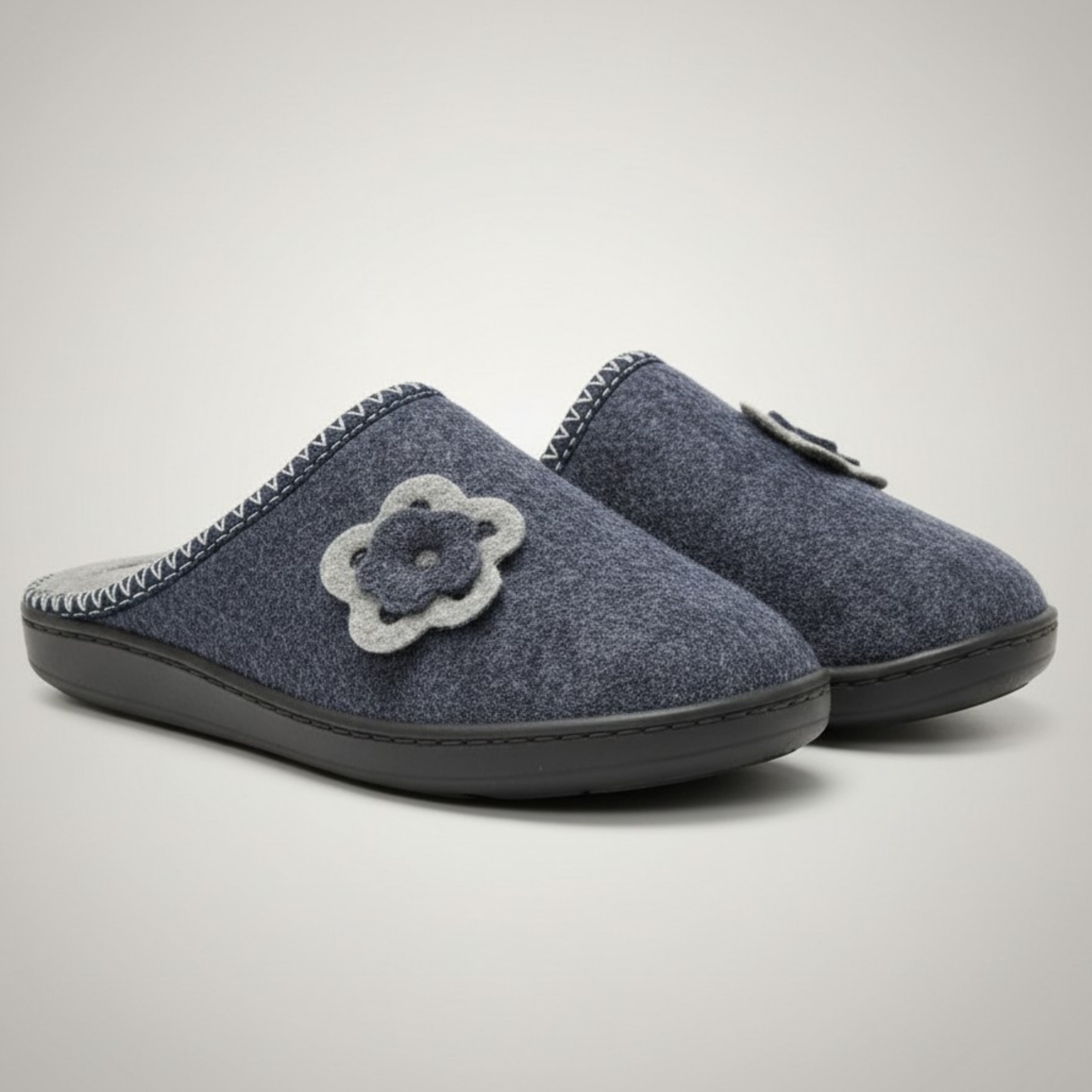 Bambosze damskie z kwiatkiem Naturfeet PBK4NV granatowe