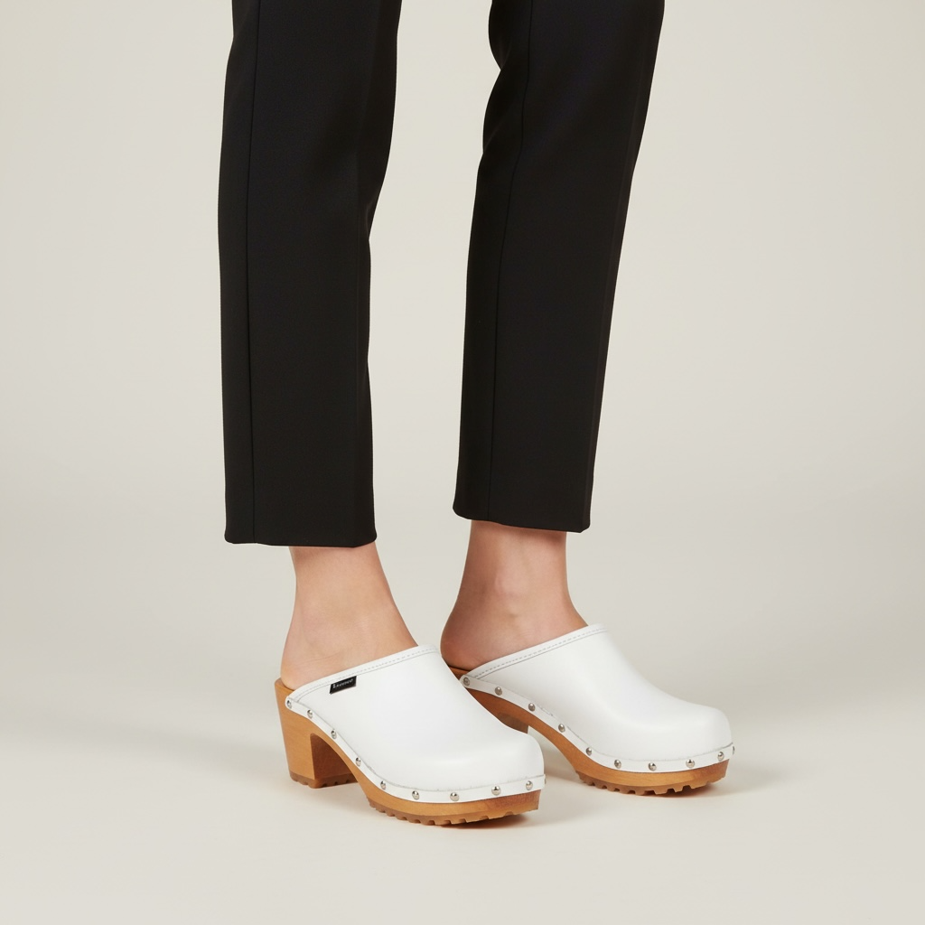 Drewniaki damskie na obcasie Naturfeet DH2WH białe - zdjecie 2