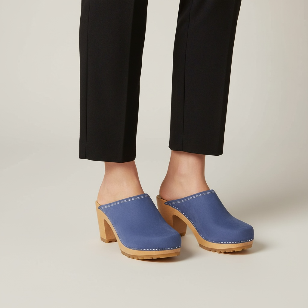 Damskie chodaki Naturfeet DH8NA z naturalnej skóry zamszowej - niebieskie - zdjecie 2