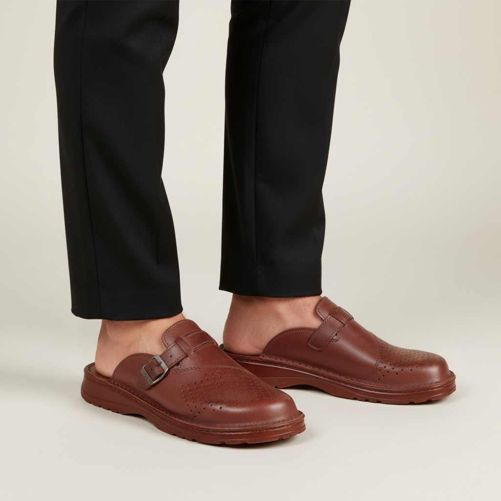 Klapki i sandały męskie Naturfeet KMC2BR brązowe - zdjecie 2