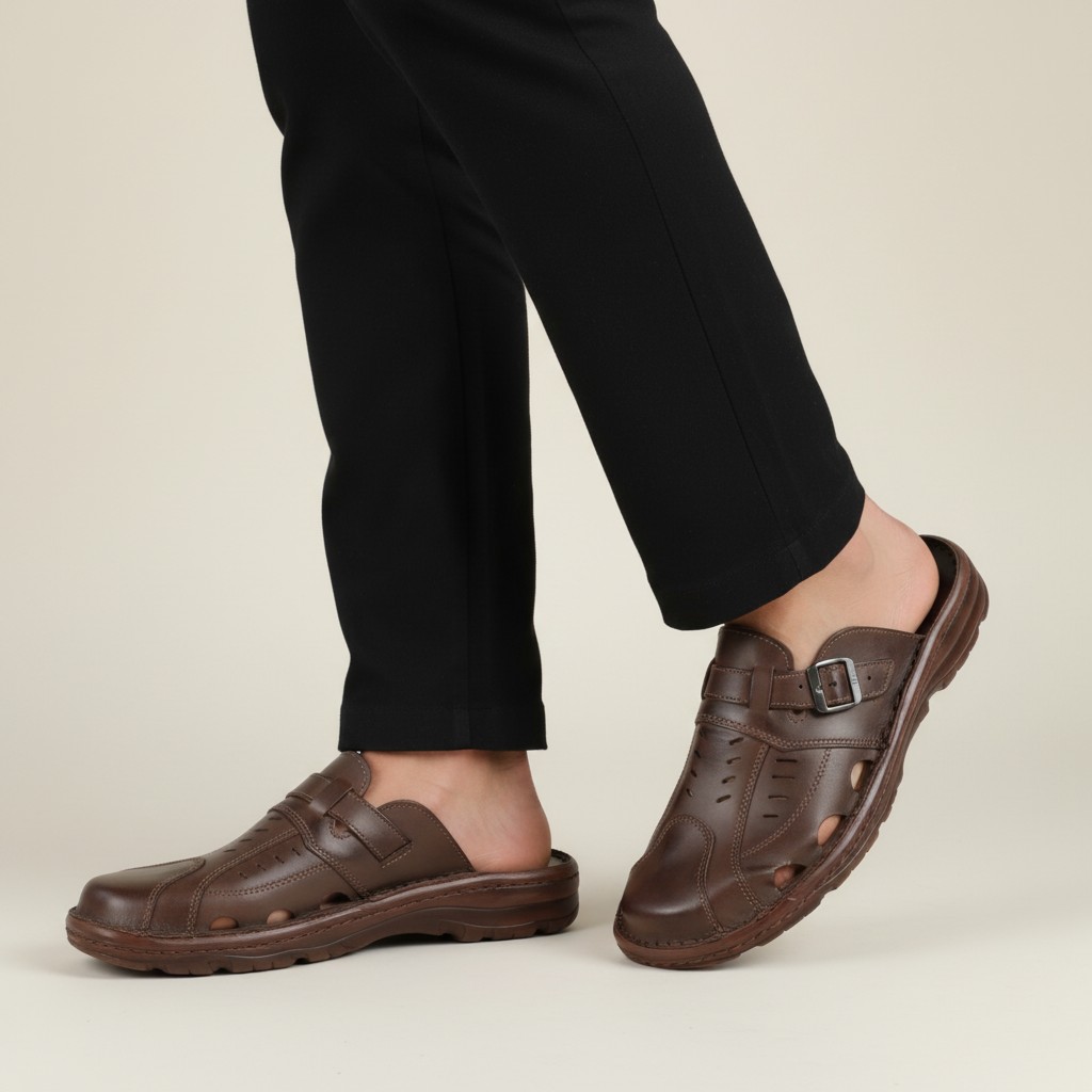 Klapki męskie z regulacją Naturfeet KMC5OL oliwkowe - zdjecie 2