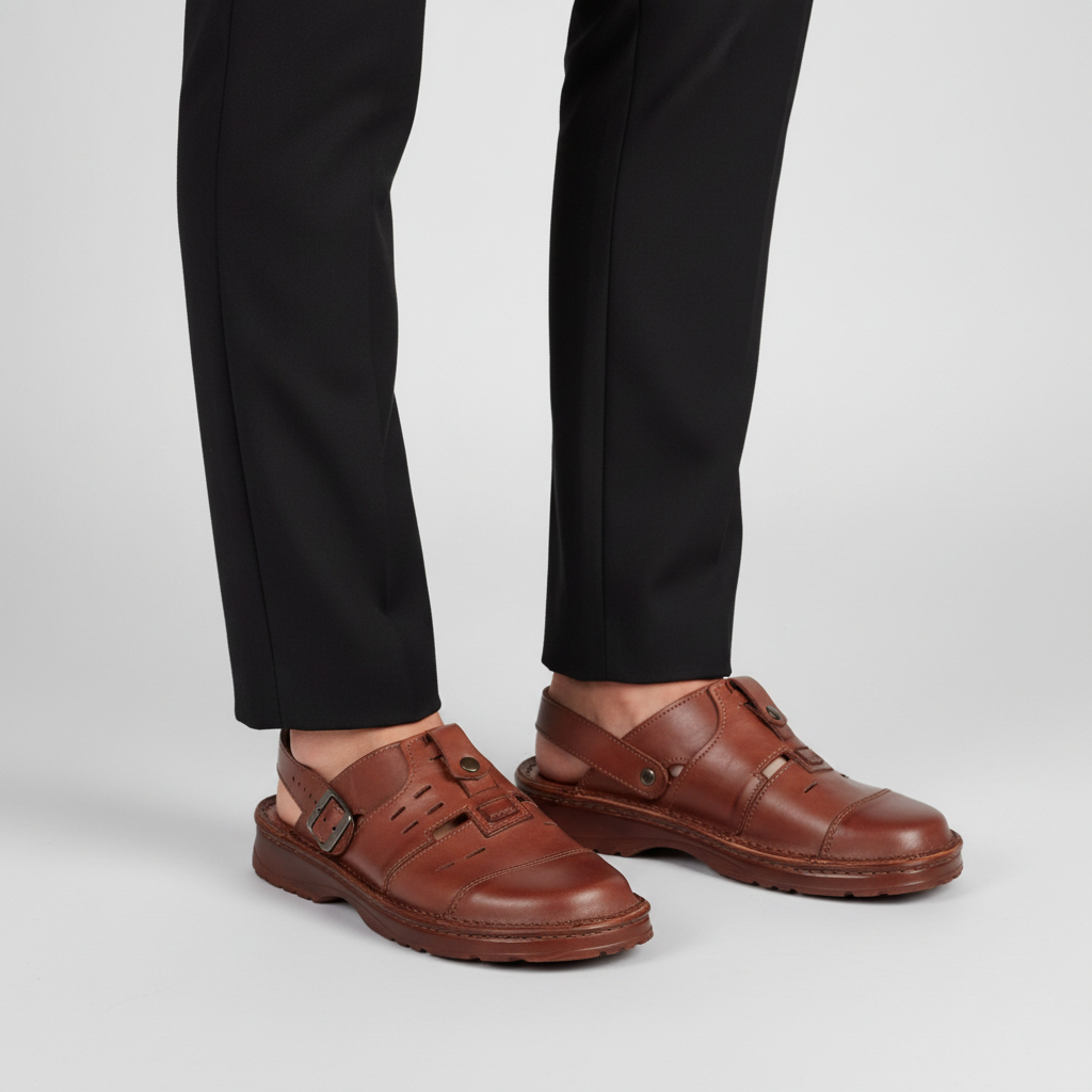 Klapki i sandały męskie Naturfeet KSM1BR brązowe - zdjecie 2