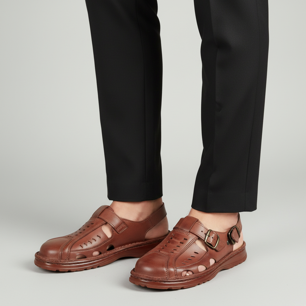 Klapki i sandały męskie Naturfeet KSM5BR brązowe - zdjecie 2