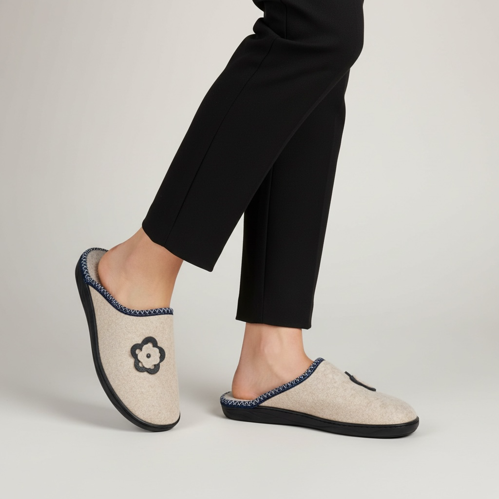 Bambosze damskie z kwiatkiem Naturfeet PBK4GR szare - zdjecie 2