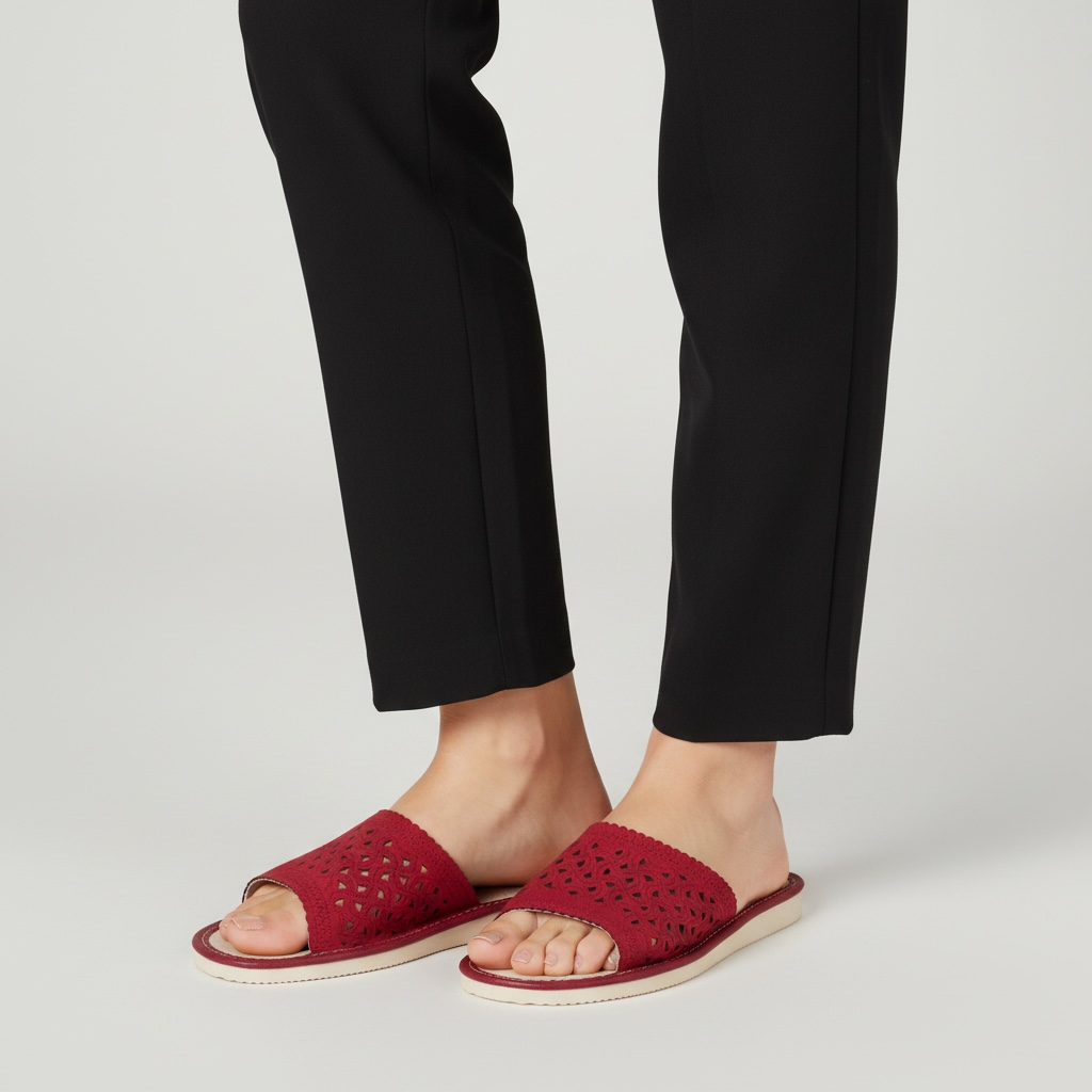 Kapcie damskie z ażurowym wzorem Naturfeet PKO8RE czerwone - zdjecie 2
