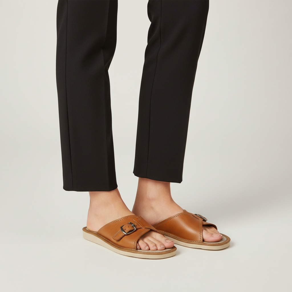 Kapcie damskie na wysokie podbicie Naturfeet PKO9 brązowe - zdjecie 2