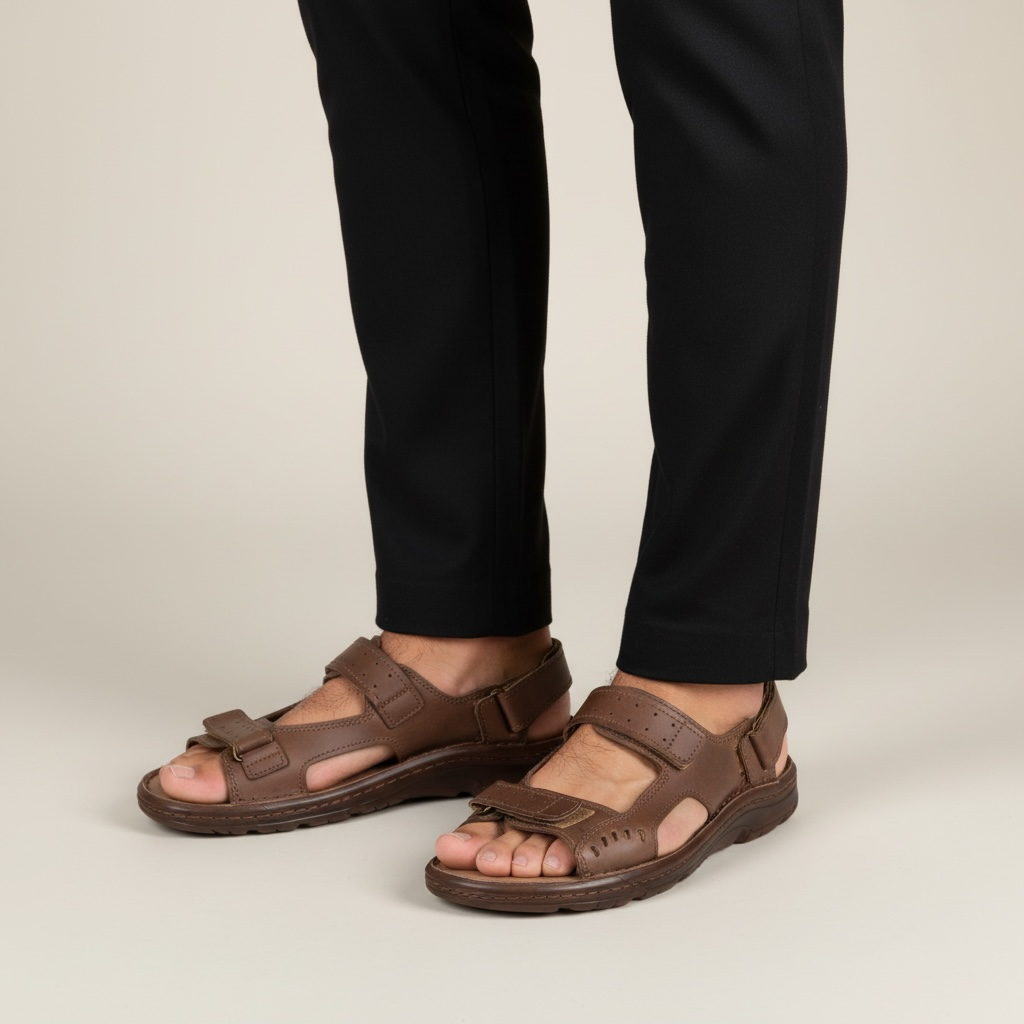 Klapki i sandały męskie Naturfeet SM1DBR brązowe - zdjecie 2