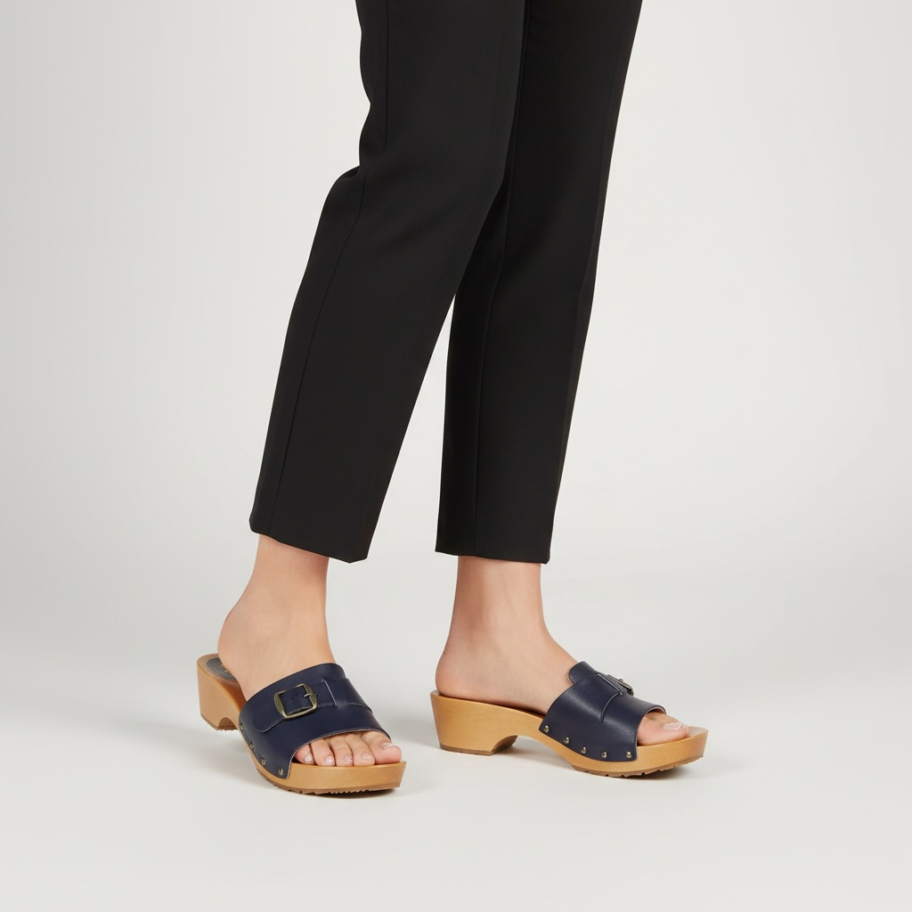 Chodaki damskie na drewnianym obcasie Naturfeet DKC2RE czerwone - zdjecie 2