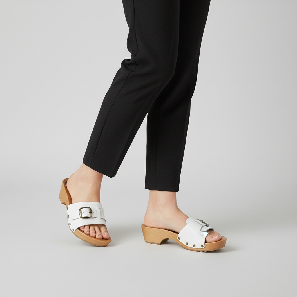 Chodaki damskie na drewnianym obcasie Naturfeet DKC2RE czerwone - zdjecie 2