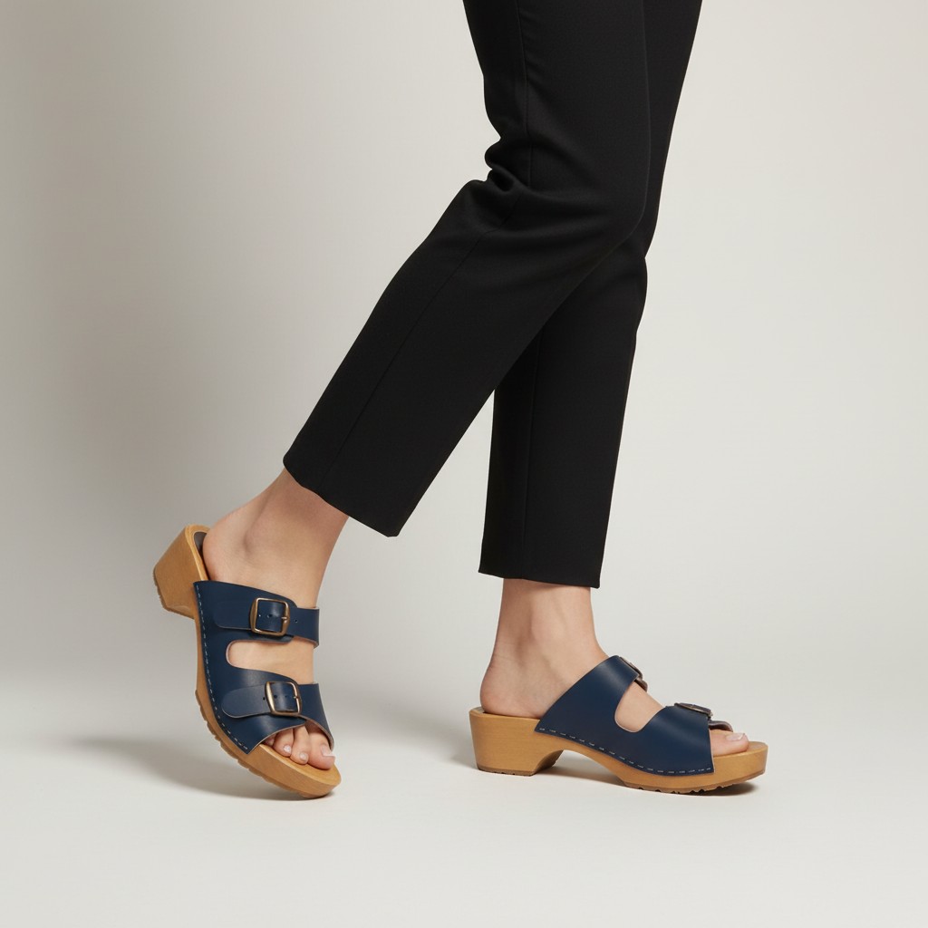 Chodaki damskie na drewnianym obcasie Naturfeet DKC2RE czerwone - zdjecie 2