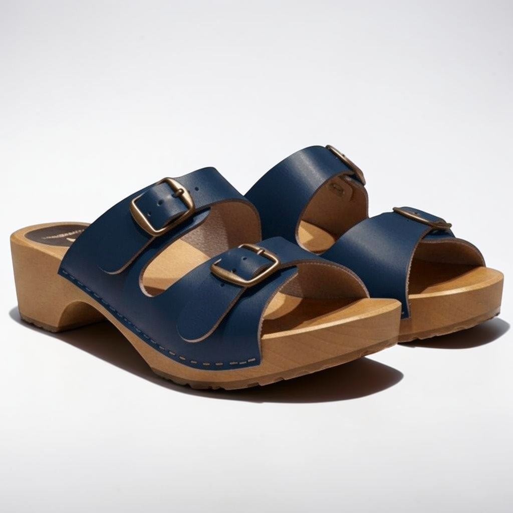 Chodaki damskie na drewnianym obcasie Naturfeet DKC2RE czerwone