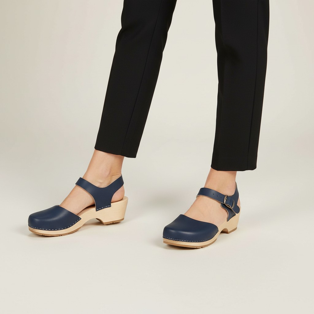 Chodaki damskie na drewnianym obcasie Naturfeet DKC2RE czerwone - zdjecie 2