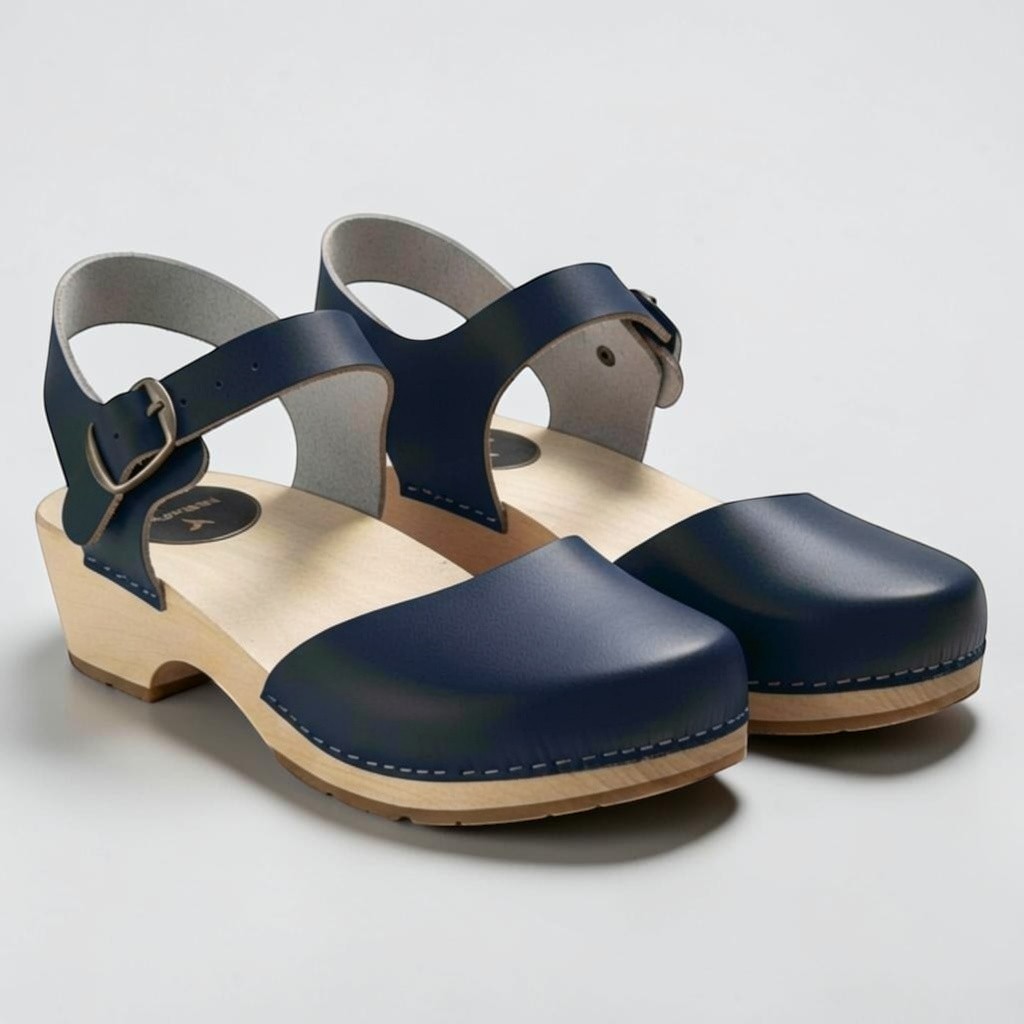 Chodaki damskie na drewnianym obcasie Naturfeet DKC2RE czerwone