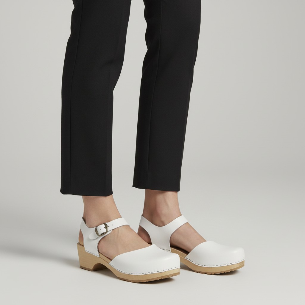 Chodaki damskie na drewnianym obcasie Naturfeet DKC2RE czerwone - zdjecie 2